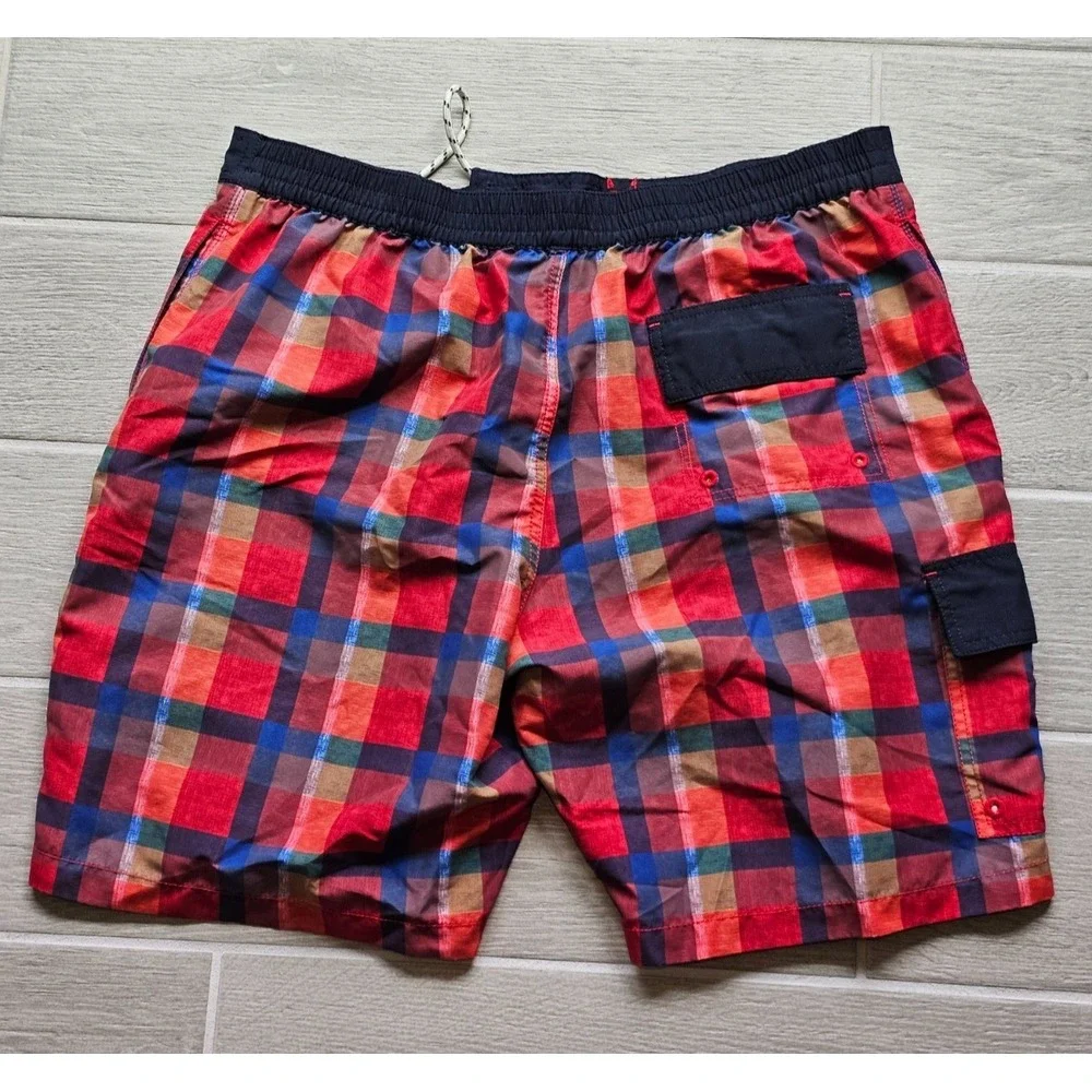 Tommy Bahama Relax Mens Swim Trunks XL Plaid Board Shorts Mesh Lined Drawstring